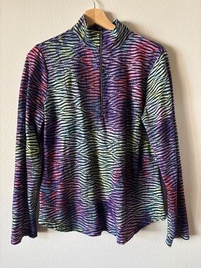 Sno Skins colorful textured quarter zip base layer size large